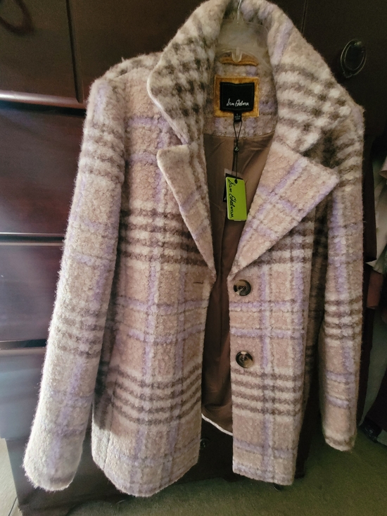 Sam Edelman Jackets & Blazers - Sam Edelman Lavender Plaid Bouclé Pea Coat - Women's Jacket